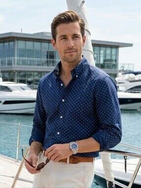 NWOT Ralph Lauren M Old Money Yacht Country Club Nautical Preppy Dress Shirt